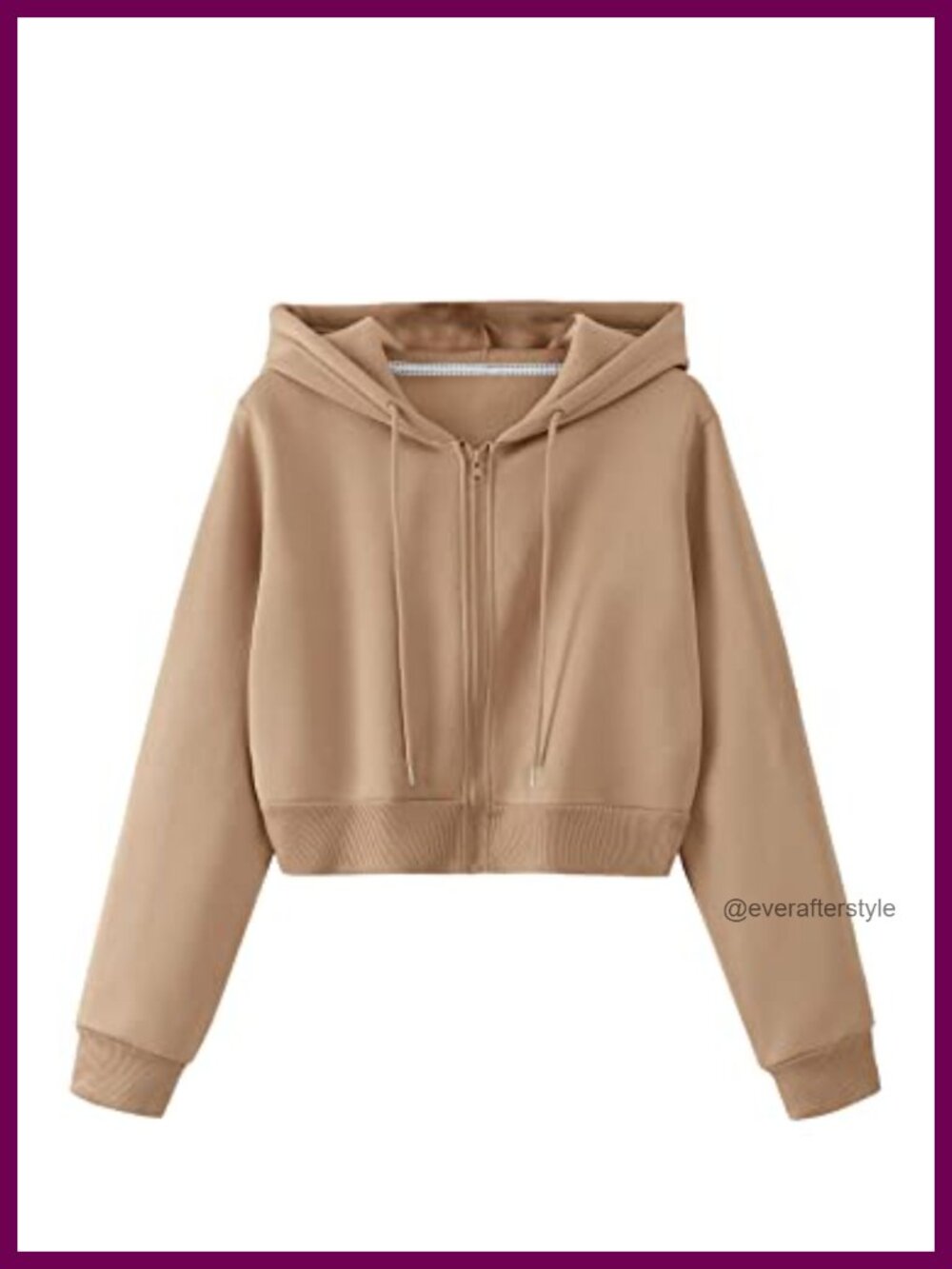 Long Sleeve Drawstring Full Zip Cropped Hooded Jacket